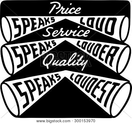 Price Service Quality - Retro Ad Art Banner