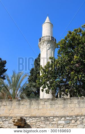 The Minaret Of The Grans Mosque ,djami Kebir As It Is Called, In Larnaca, Cyprus. View From Larnaca