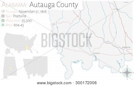 Large And Detailed Map Of Autauga County In Alabama, Usa