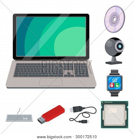 Vector Illustration Of Laptop And Device Logo. Set Of Laptop And Server Stock Symbol For Web.