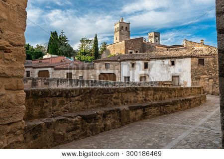 Street Of Trujillo And Towers Of The Church Of Santa Maria La Mayor, Caceres, Extremadura, Spain