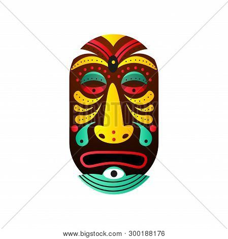 Cute Bushman Wood Mask With Drop Element And Colorful