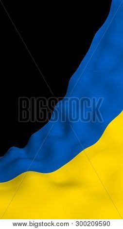 The Flag Of Ukraine On A Dark Background. National Flag And State Ensign. Blue And Yellow Bicolour. 
