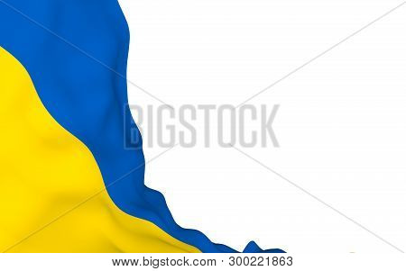 The Flag Of Ukraine On A White Background. National Flag And State Ensign. Blue And Yellow Bicolour.