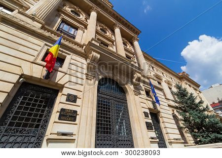 Bucharest, Romania - May 02, 2019: The National Bank Of Romania Headquarters, In This Picture Is The