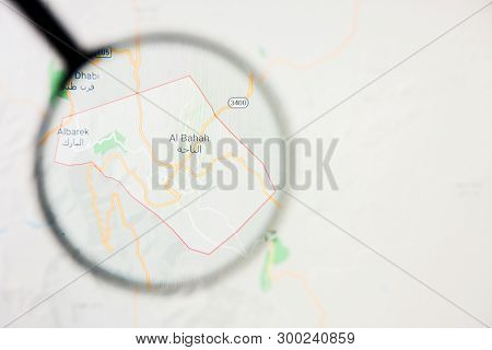 Al Bahah City In Saudi Arabia Visualization Illustrative Concept On Display Screen Through Magnifyin