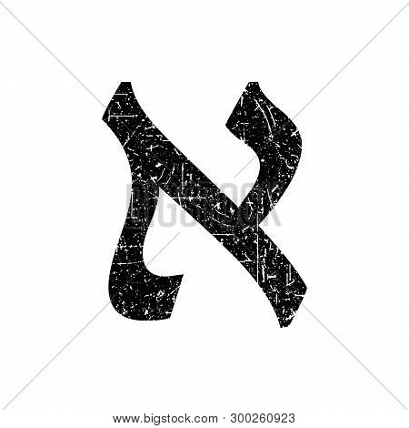 Hebrew Letter Aleph. Shabby Black Font. The Hebrew Alphabet