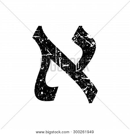 Hebrew Letter Aleph. Shabby Black Font. The Hebrew Alphabet
