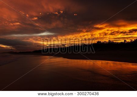 Colorfull Sunset At Noosaville Beach, Sunshine Coast, Australia.