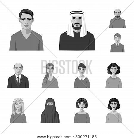 Vector Design Of Face And Person Sign. Set Of Face And Portrait Vector Icon For Stock.