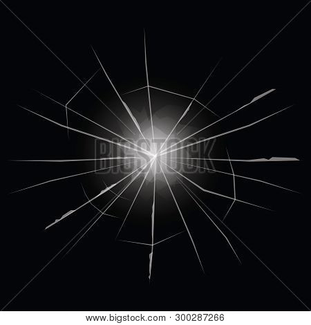 Illustration Of Realistic Broken Glass Texture On Dark Background