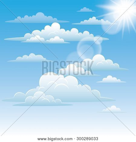 Illustration Of Blue Sky Background With Clouds