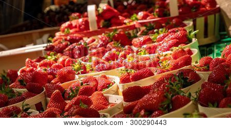 Fresh Produce On Display At A Local Farmers Market In The Town Of Uzes In The South Of France. We Se