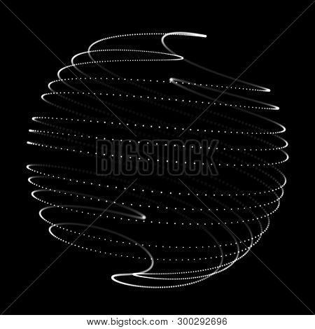 Abstract 3D Sphere. Sphere With Twist Lines. Glowing Lines Twisting Logo Design. Outer Space Object.