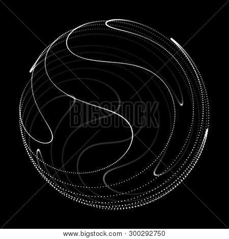 Abstract 3D Sphere. Sphere With Twist Lines. Glowing Lines Twisting Logo Design. Outer Space Object.