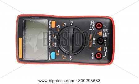 Black Digital Multimeter Isolated On White Background At Dry Day