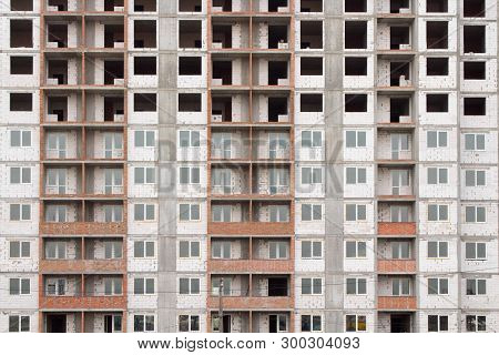 Construction Site Background. New Multi-storey Buildings. Copy Space For Text. Ndustrial Background.