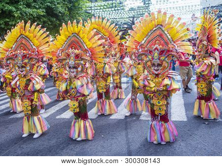 Bacolod , Philippines - Oct 28 : Participants In The Masskara Festival In Bacolod Philippines On Oct
