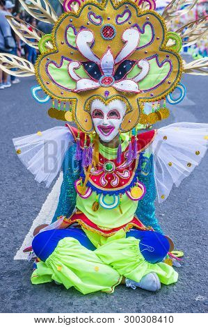 Bacolod , Philippines - Oct 28 : Participant In The Masskara Festival In Bacolod Philippines On Octo