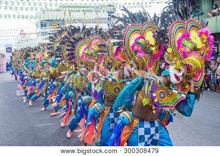 Bacolod , Philippines - Oct 28 : Participants In The Masskara Festival In Bacolod Philippines On Oct