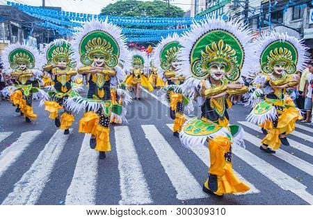 Bacolod , Philippines - Oct 28 : Participants In The Masskara Festival In Bacolod Philippines On Oct