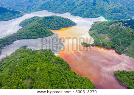Aerial View Of A Big Waste Decanting Lake
