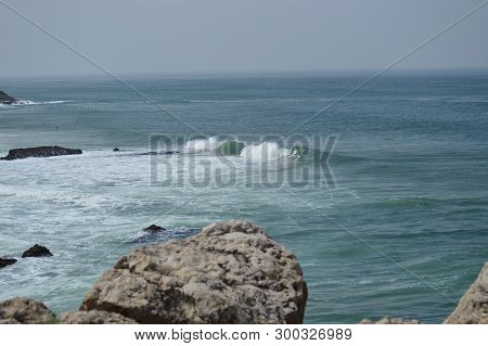 Big Waves On The Beautiful Beach Of Cresmina In Cascais. Photograph Of Street, Nature, Architecture,