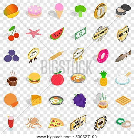 Good Dish Icons Set. Isometric 36 Good Dish Vector Icons For Web For Any Design