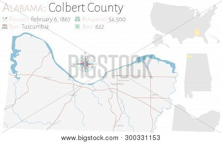 Large And Detailed Map Of Colbert County In Alabama, Usa