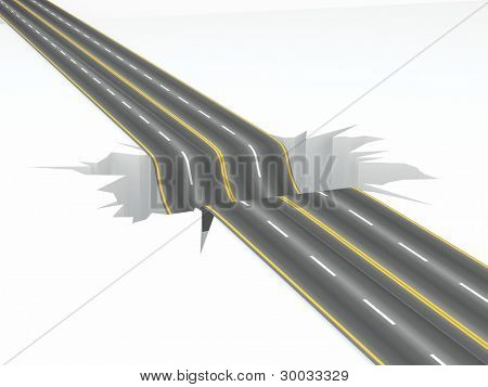 Loch auf der Straße. Concept-Image. 3D