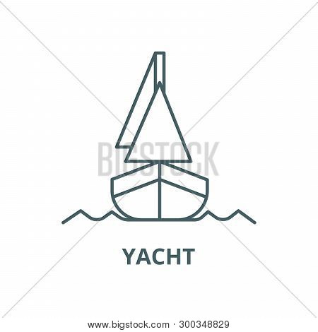 Yacht, Front Veiw Vector Line Icon, Linear Concept, Outline Sign, Symbol