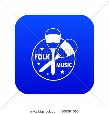 Maraca Icon Blue Vector Isolated On White Background