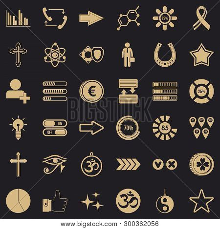 Percent Icons Set. Simple Style Of 36 Percent Vector Icons For Web For Any Design