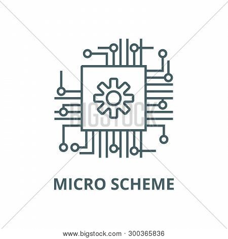 Micro Scheme, Ai, Artificial Intelligence Vector Line Icon, Linear Concept, Outline Sign, Symbol