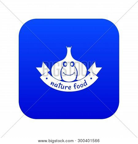 Garlic Icon Blue Vector Isolated On White Background