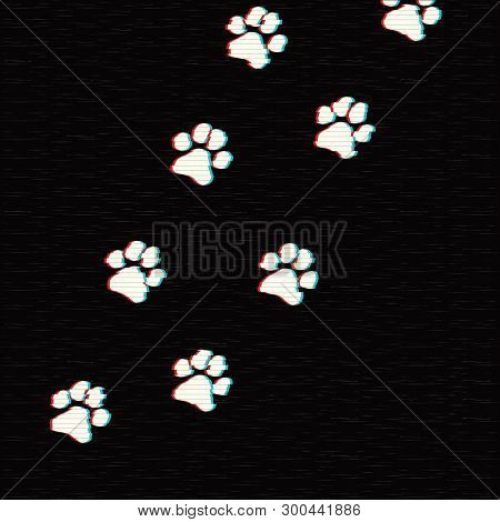 Paw Prints. Logo. Vector Illustration. Isolated Vector Illustration. Black On White Background. Eps 