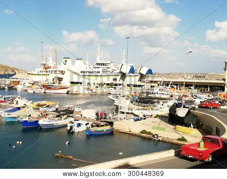 Ferry Terminal Mgarr Gozo - Circa May 2019 - Gozo - Malta Ferry Prepares To Depart From Gozo To Malt