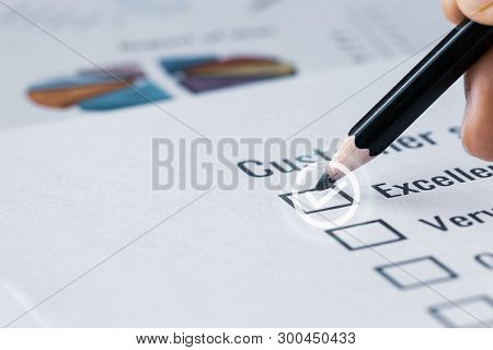 Customer Checklist Survey Exellent Form For Feedback Satisfaction Mark Over Application Blue Forms D