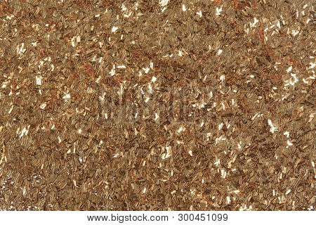 Golden Glitter Texture, Abstract Background. Bright Exclusive Texture, Pattern. Low Contrast Photo.