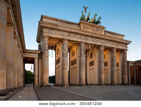 Brandenburg Gate (brandenburger Tor) In Berlin, Germany At Dawn