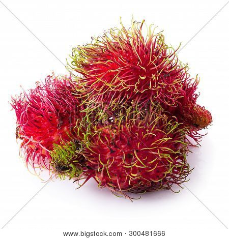 Rambutan Sweet Fruit Isolated Over White Background.