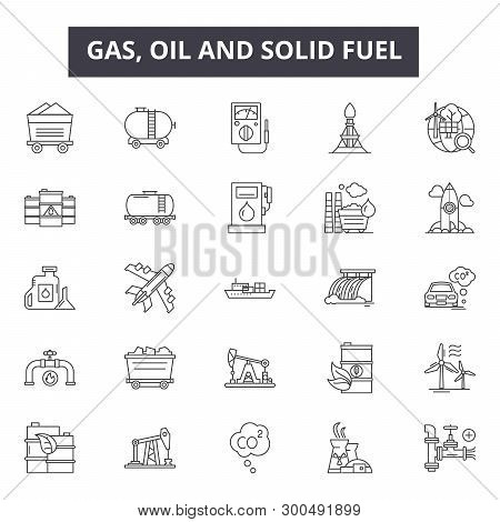 Gas, Oil And Solid Fuel Line Icons, Signs, Vector Set, Linear Concept, Outline Illustration