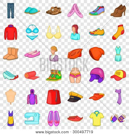 Accessories Icons Set. Cartoon Style Of 36 Accessories Vector Icons For Web For Any Design