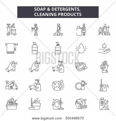 Soap Determents Line Icons, Signs, Vector Set, Linear Concept, Outline Illustration