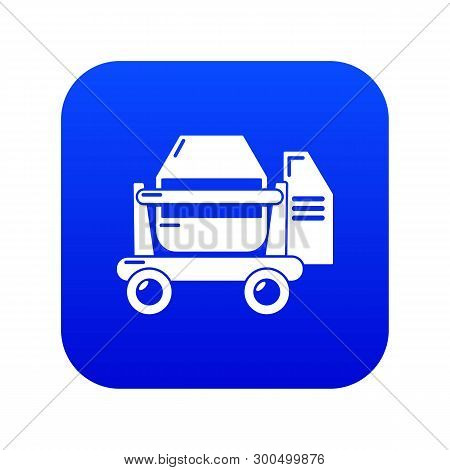 Concrete Mixer Icon Blue Vector Isolated On White Background
