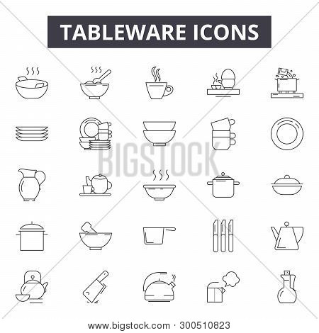 Tableware Line Icons, Signs, Vector Set, Linear Concept, Outline Illustration