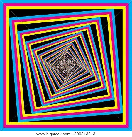 Cyan Magenta Yellow Black Color Swatches Square Spyral  Target Designer Illustrator Background