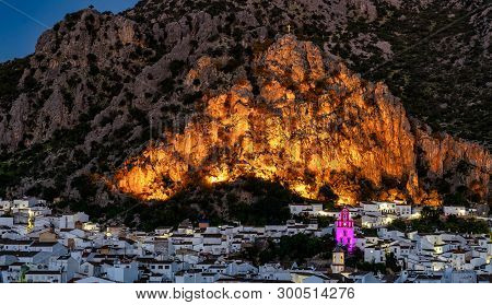 Ermita De San Antonio In Ubrique, Cadiz, Spain. Hermitage Of San Antonio At Night