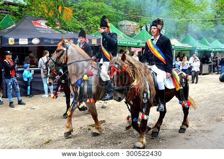 Brasov, Transylvania, Romania, April 15 2018, Riders Celebrating Of The Day So Call Juni Parade. A M