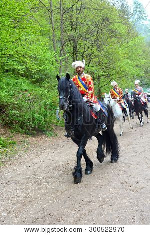 Brasov, Transylvania, Romania, May 05 2019, Riders Celebrating Of The Day So Call Juni Parade. A Mil